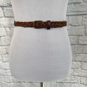 Braided leather brown belt boys youth L/XL